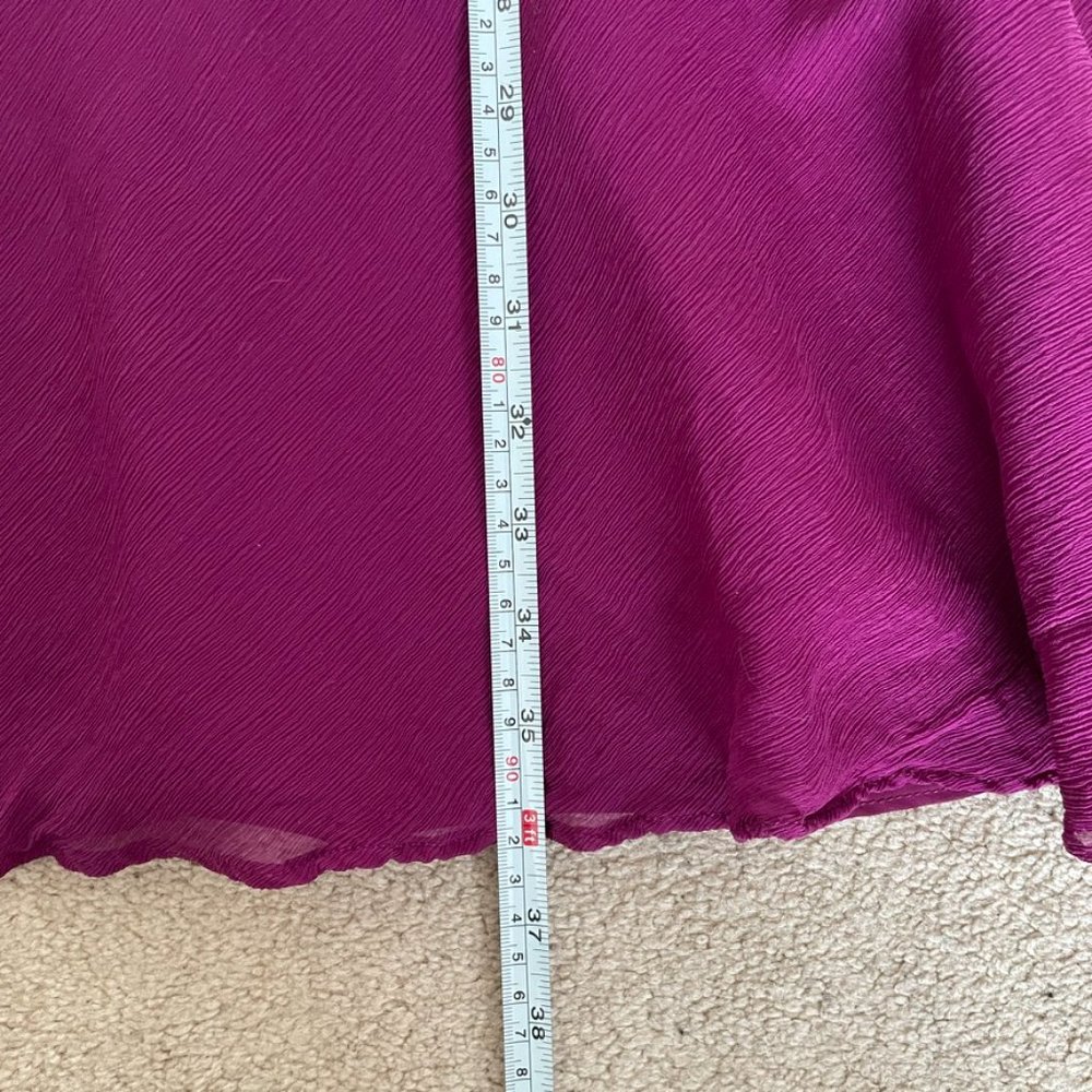 J Crew | Silk Chiffon Ruffle Magenta Dress - Size 6 - Picture 13 of 13